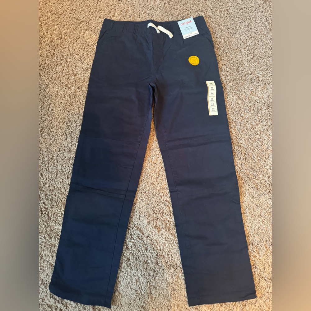 Boys sz 16 navy straight leg drawstring pants